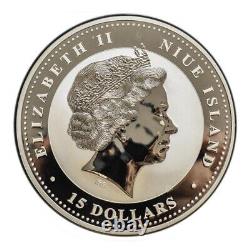 2007 Pièce de monnaie en argent coloré de 1/2 kilo de l'année lunaire du Cochon de Niue, frappée par la Monnaie d'Australie