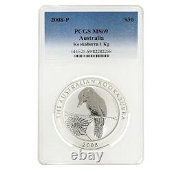 2008 1 Kilo Argent Australien Kookaburra Perth Monnaie Pcgs Ms 69