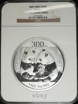 2009 Argent Panda 1 Kilo 300 Yuan Ngc Pf69 Ultra Cameo