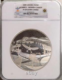 2009 Canada 250 $ 1 kilo pièce d'argent épreuve NGC PF69 UCAM Jeux olympiques d'hiver