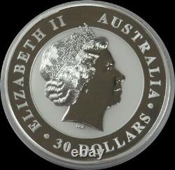 2010 Argent Australie 30 $ 1 Kilo Kookaburra Prooflike Coin 32,15 Oz Dans La Gélule