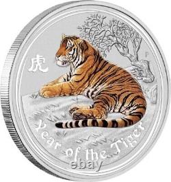 2010 Australie 1 Kilo Kg $30 Année du Tigre Pièce en argent Lunar II avec un œil en pierre précieuse