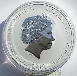 2010 Australie 1 Kilo Kg $30 Année du Tigre Pièce en argent Lunar II avec un œil en pierre précieuse