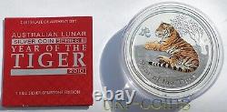 2010 Australie 1 Kilo Kg $30 Année du Tigre Pièce en argent Lunar II avec un œil en pierre précieuse