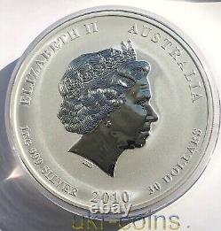 2010 Australie 1 Kilo Kg $30 Année du Tigre Pièce en argent Lunar II avec un œil en pierre précieuse