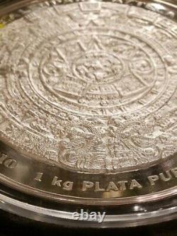 2010 Mo Mexique 32.15 Oz 1 Kilo 100 $ Aztec Calendrier Coin Avec Boîte Et Coa