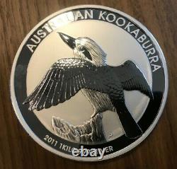2011 Australian Argent Kookaburra 1 Kilo 2 Livres 32,15 Onces Mint Avec Capsule