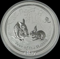 2011 P Argent Australie $ 30 Année Lunaire Du Lapin Kilo Coin Capsule