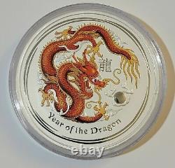 2012 $30 AUSTRALIE LUNAIRE DRAGON 1 KILO ARGENT RUBIS OEIL DE PIERRE PRÉCIEUSE Tirage 1895