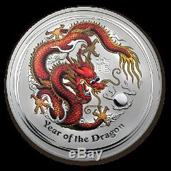 2012 Australie 1 Kilo D'argent Année Du Dragon Bu (noir Et Blanc) Sku # 67644