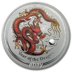 2012 Australie 1 kilo Dragon en argent (colorisé, abrasions) SKU#84266