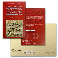 2012 Australie 10 Kilos D'argent Année Du Dragon Bu (321,5 Oz) Sku # 63850