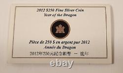 2012 Canada Année du Dragon Monnaie Lunaire de 250 $ en Argent Pur de 1 Kilo, Épreuve Kilo, OGP