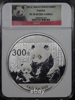 2012 Chine 300 Yuan Argent Panda Kilo Ngc Pf-70 Ultra Cameo