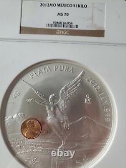 2012 Mexico Silver Kilo Coin Ms70 Libertad 32,15 Oz Rare En Ms70-seulement 181/world