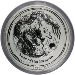 2012 P $30 AUD Australie Série Lunaire II Année du Dragon 1 Kilo. 999 Argent