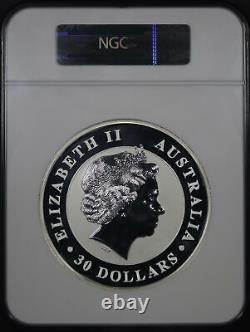 2012-P Australie 30 $ Argent Kookaburra 1 Kilo NGC MS-69 Première émission