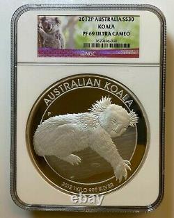 2012-p 1 Kilo Australie Argent Australien Koala Coin $30 Ngc Pf 69 Ultra Cameo