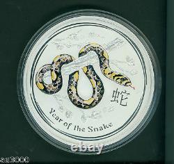 2013 $30 Australia Lunar Snake 1 Kilo Couleur Argent Zodiac Bullion Coin