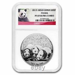 2013 Chine 1 Kilo Argent Panda Proof Pf-69 Ngc Sku#271484