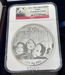 2013 Chine S300Y 1 Kilo Argent Panda Proof PF-70 UC NGC COA/Box