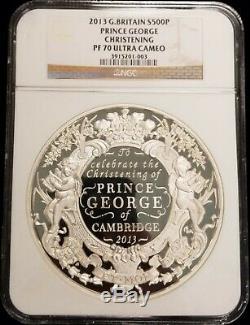 2013 Grande-bretagne Prince George 1 Kilo Christening Preuve De Pièces D'argent Ngc Pf70uc