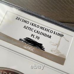 2013 Mexique 1 Kilo Argent Aztèque Calendrier Pl-70 Ngc