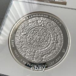 2013 Mexique 1 Kilo Argent Aztèque Calendrier Pl-70 Ngc