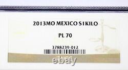 2013 Mexique 1 Kilo Argent Libertad Proof Like. 999 Pièce en Argent Boîte COA NGC PL70