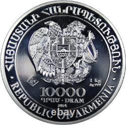 2014 Arménie 10000 Dram Pièce d'argent fin 999 kilo Arche de Noé
