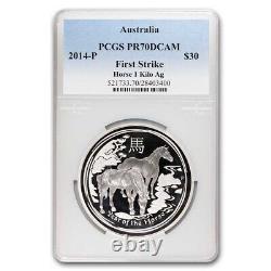 2014 Australie 1 kilo Argent Lunar Horse PR-70 PCGS DCAM FS