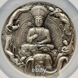 2014 Chine 1/2 Kilo Argent Mt. Emei Bouddhist Holy Mountains Ngc Pf-69 Antiqued