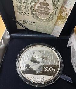2014 Chine 1kg Kilo Argent Panda Bu 300 Yuan Pièces Chinoises Avec Boîte Et Coa