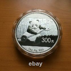 2014 Chinois 1kg 300 Yuan Kilo Panda Argent Pièce. 999