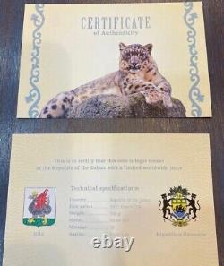 2014 Gabon Neige Leopard Big Cat 1/2 Kilo Argent Bullion Pièce Panthera Mintage 50