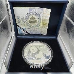 2015 1 KILO. 999 ARGENT FIN SOLIDE PANDA CHINOIS PREUVE 300 YUAN PIÈCE Avec BOÎTE & COA