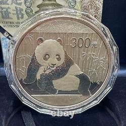 2015 1 KILO. 999 ARGENT FIN SOLIDE PANDA CHINOIS PREUVE 300 YUAN PIÈCE Avec BOÎTE & COA