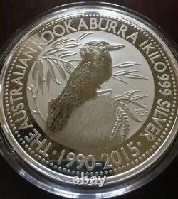 2015 1 Kilo. 999 Argent Australien Kookaburra 25th Anniversary Coin