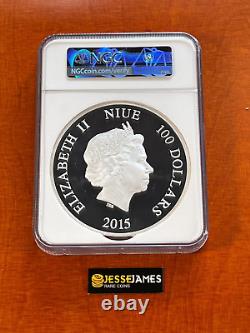 2015 $100 Niue Preuve d'argent Mickey Mouse Steamboat Willie Ngc Pf69 1 Kilo. 999