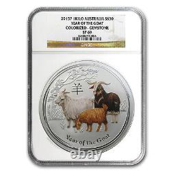 2015 Australie 1 kilo d'argent Lunar Goat SP-69 NGC (Œil en pierre précieuse)