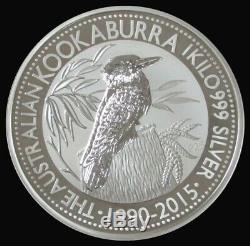 2015 Australie Argent 32,15 Oz 1 Kilo KG Anniversaire Kookaburra Coin Capsule