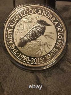 2015 Australie Silver 32.15 Oz 1 Kilo KG Anniversaire Kookaburra Coine En Capsule