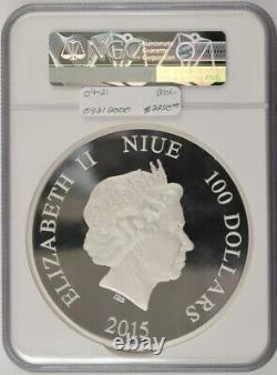 2015 Niue 100 $ Mickey Mouse Steamboat Willie (1 Kilo D'argent) Ngc Pf70uc