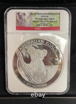 2015P Pièce d'argent d'un kilo Koala Australien PF69 Ultra Cameo