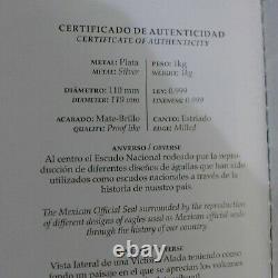 2016 1 Kilo Libertad. 999 Argent Mexique Plata Pura Capsule Box+ Coa Bu Prooflike