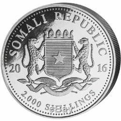 2016 1 Kilo Somalie. 999 Argent Elephant Coin (bu)