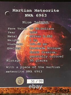 2016 $50 Niue, Mars / Martian Meteorite Nwa 6963 Kilo Pièce! Seulement 99 Produits