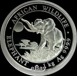 2016 Argent Somalie Kilo 32,15 KG 2000 Shillings Elephant Coin Capsule