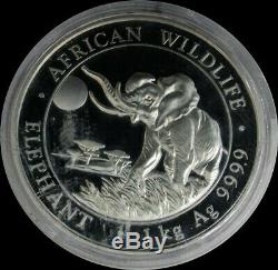 2016 Argent Somalie Kilo 32,15 KG 2000 Shillings Elephant Coin Capsule
