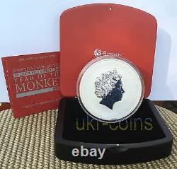 2016 Australie 1 Kilo 30 $ Année Du Monkey Lunar II Silver Coin Gemstone Eye